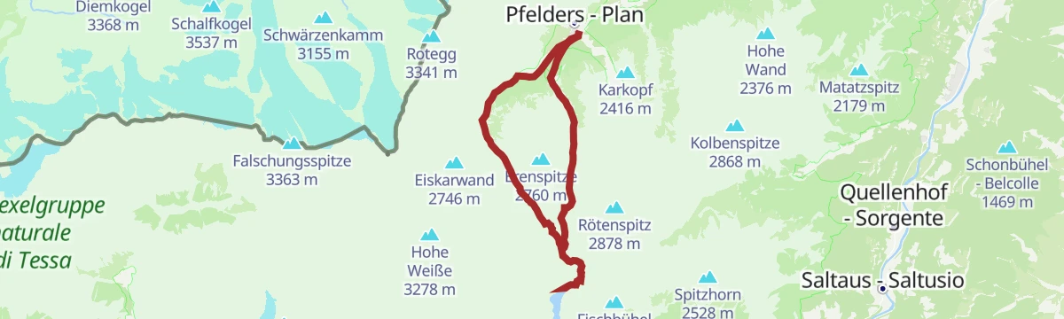 Route map: Escursione ai Laghi di Sopranes (Spronser Seen)
